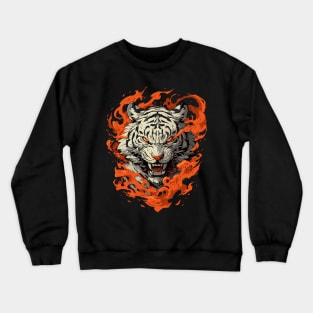 angry white tiger Crewneck Sweatshirt